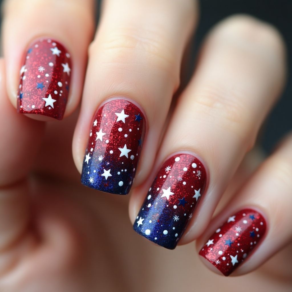 4th Of July Dotting Nail Design