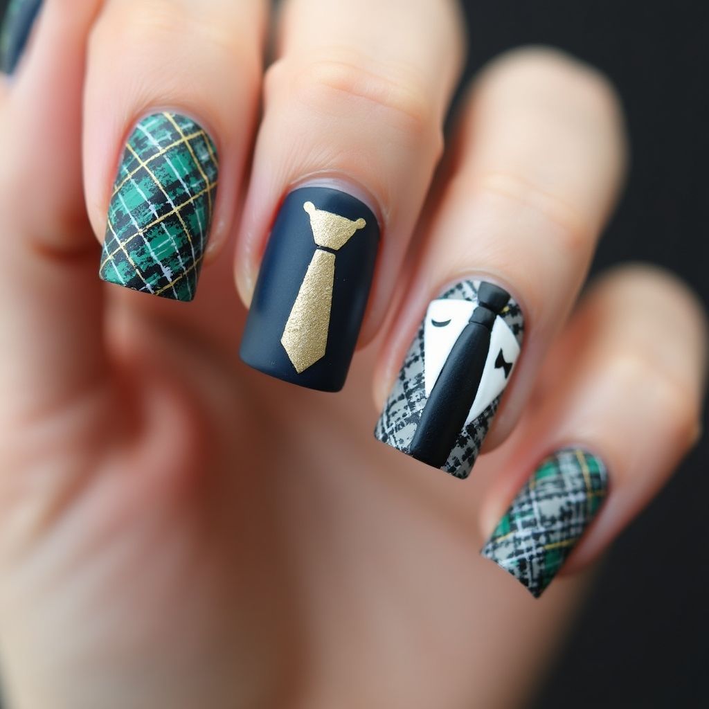 Father's Day Dotting Nail Design