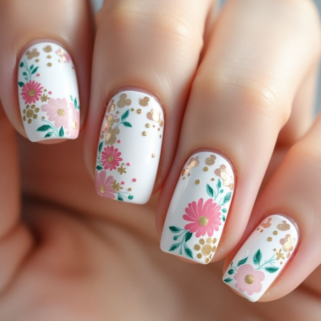 Mother's Day Dotting Nail Design