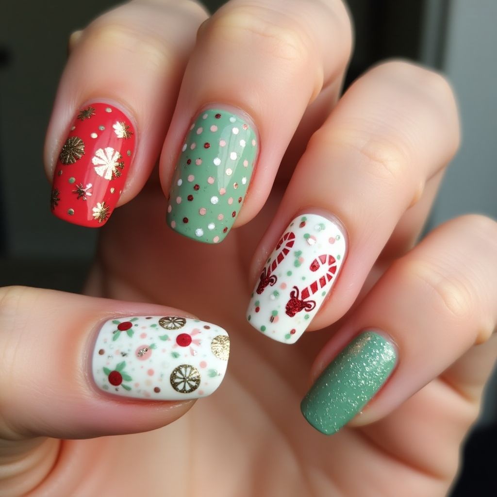 Holiday Dotting Nail Design