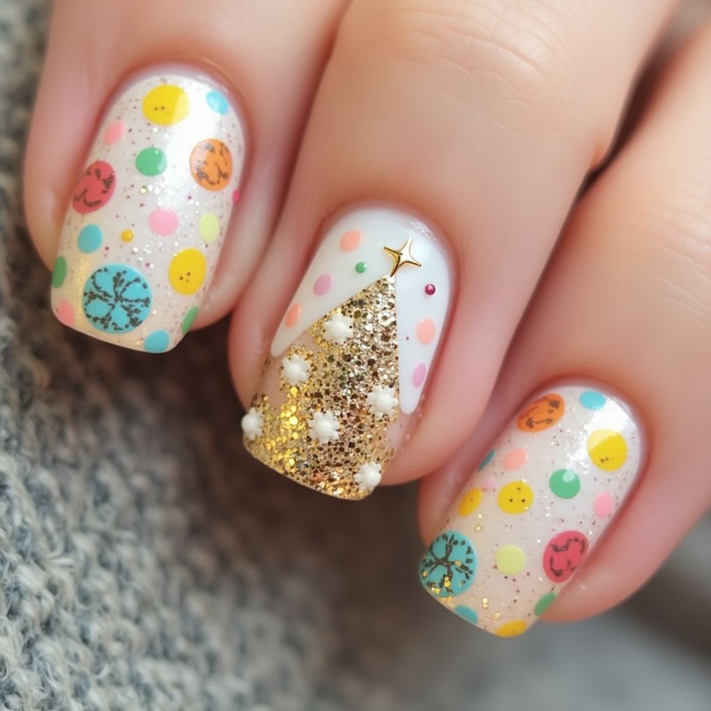 Birthday Dotting Nail Design