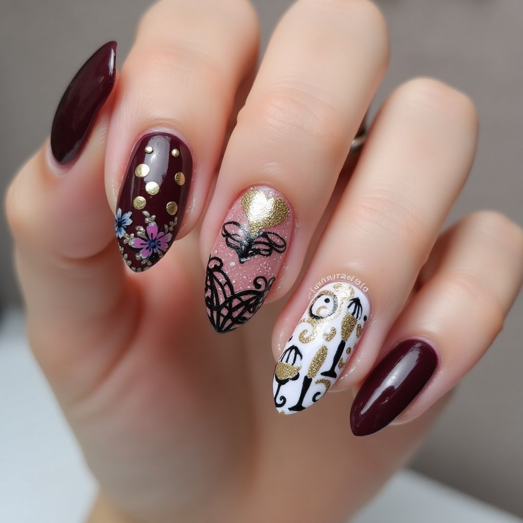 Anniversary Dotting Nail Design
