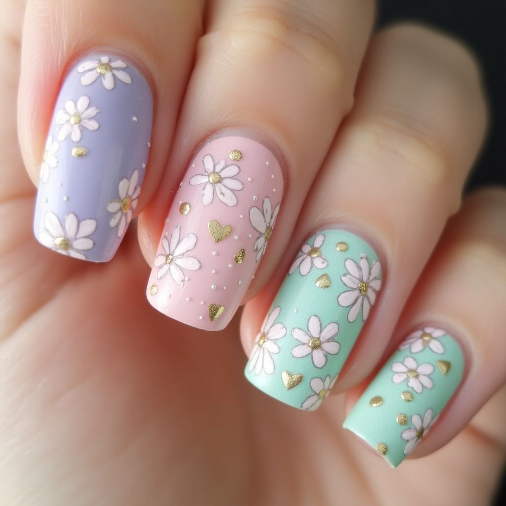 Mother's Day Dotting Nail Design