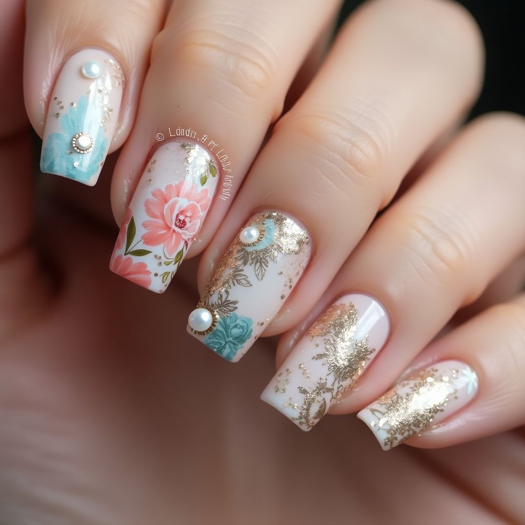 Prom Freehand Art Nail Design
