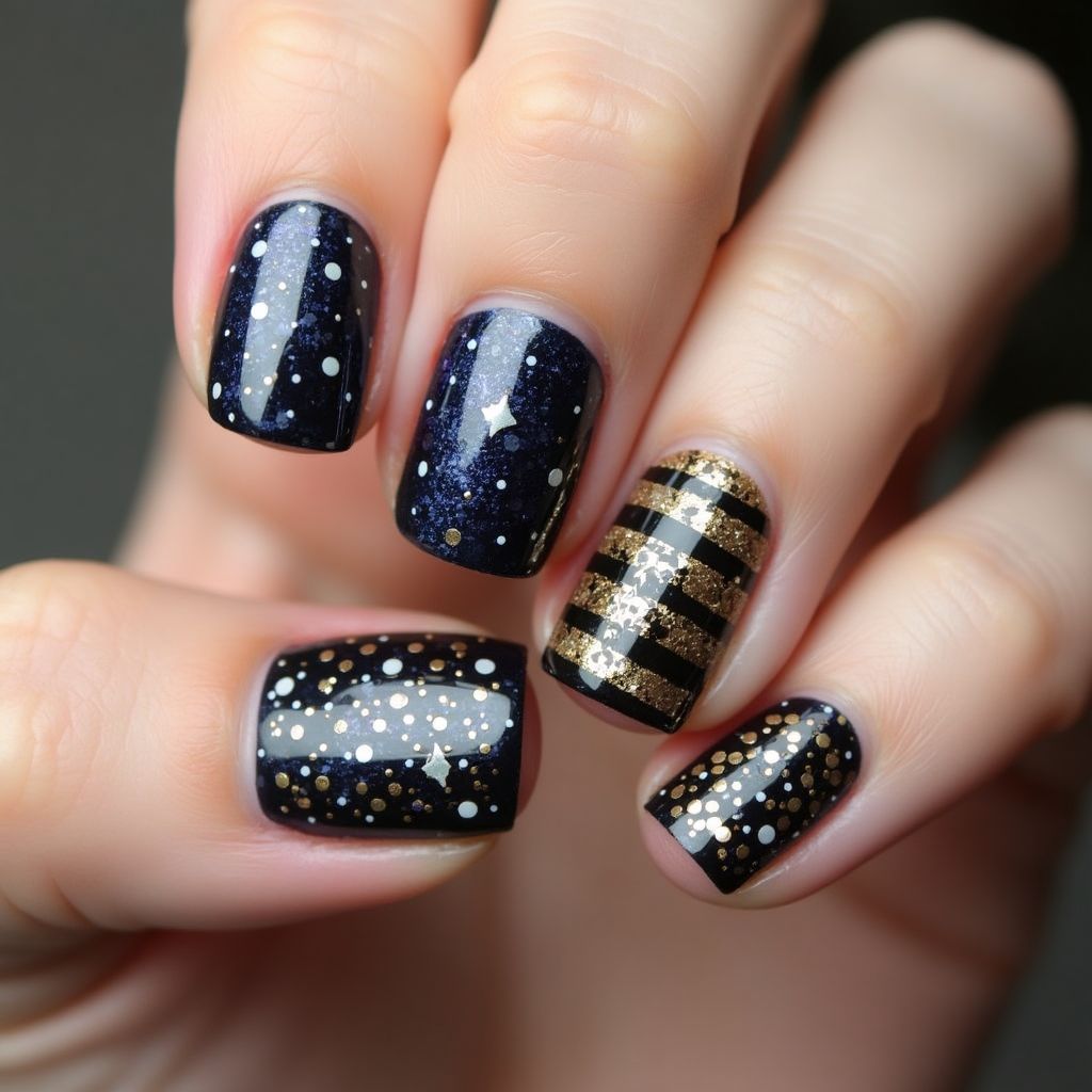 New Year Dotting Nail Design