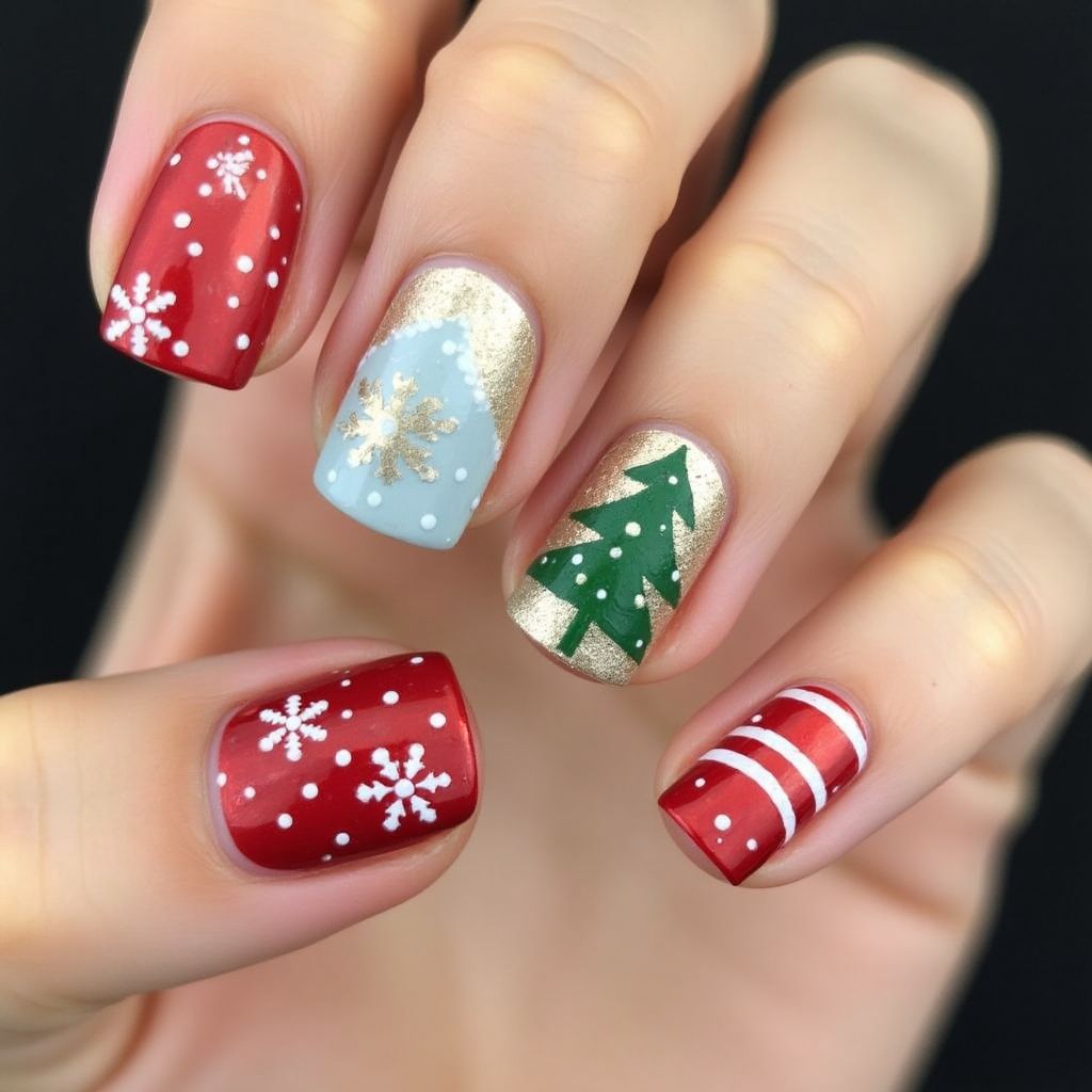 Holiday Dotting Nail Design
