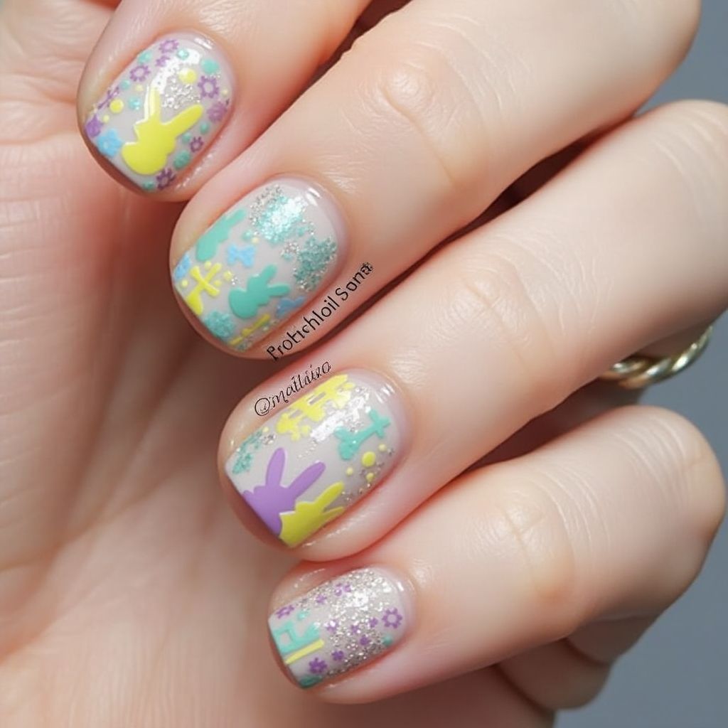 Easter Dotting Nail Design