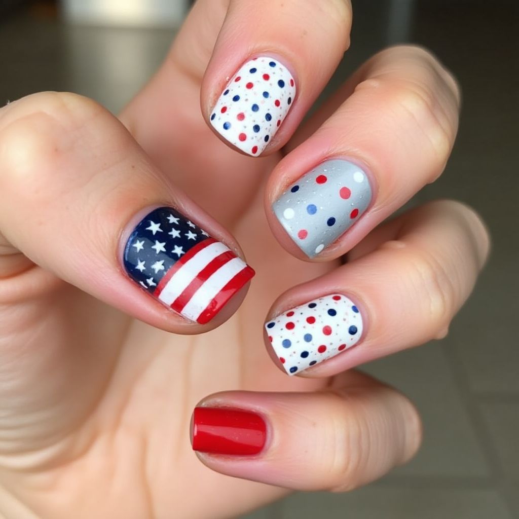 Memorial Day Dotting Nail Design