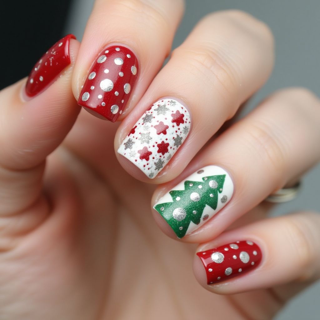 Christmas Dotting Nail Design