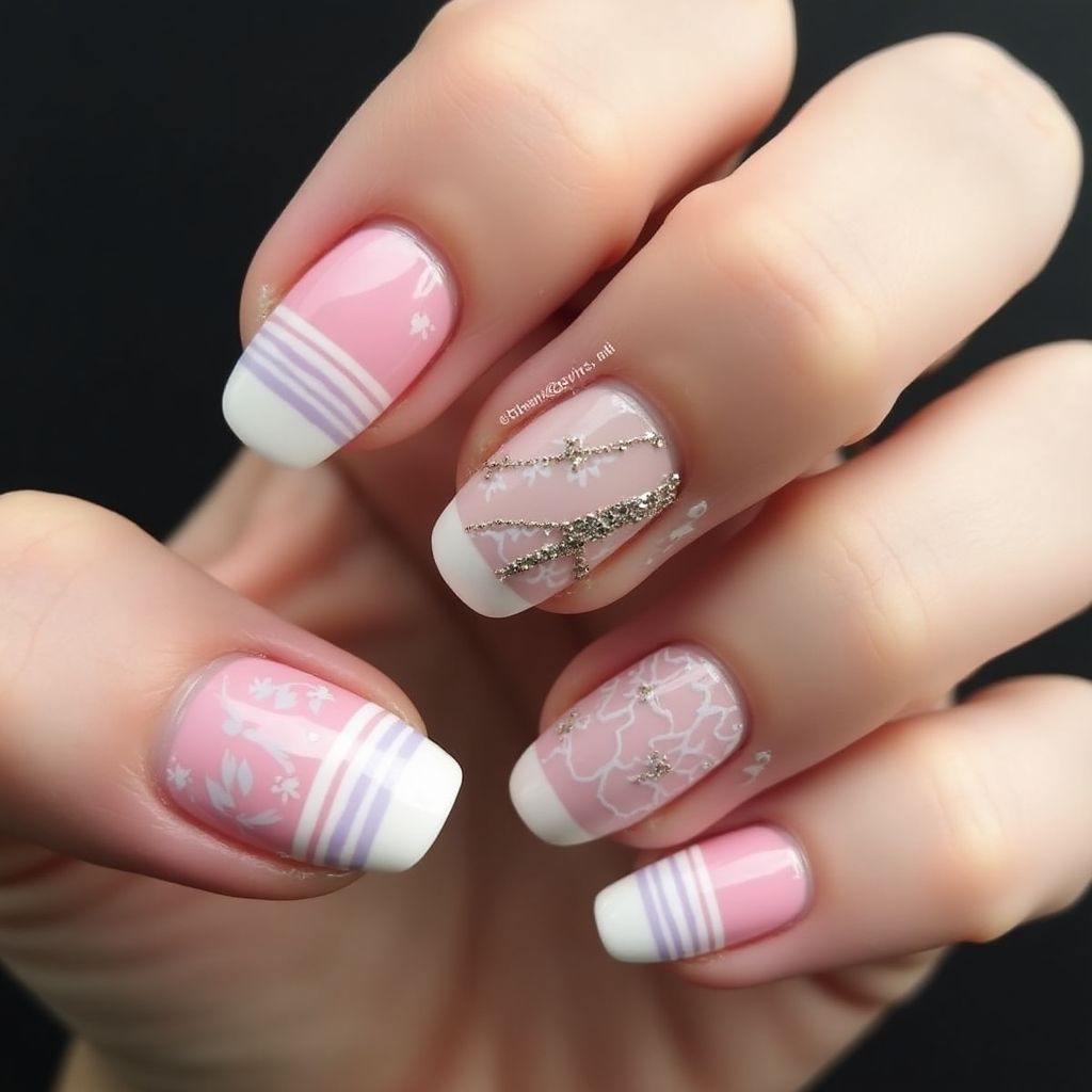 Prom Stripes And Lines Nail Design