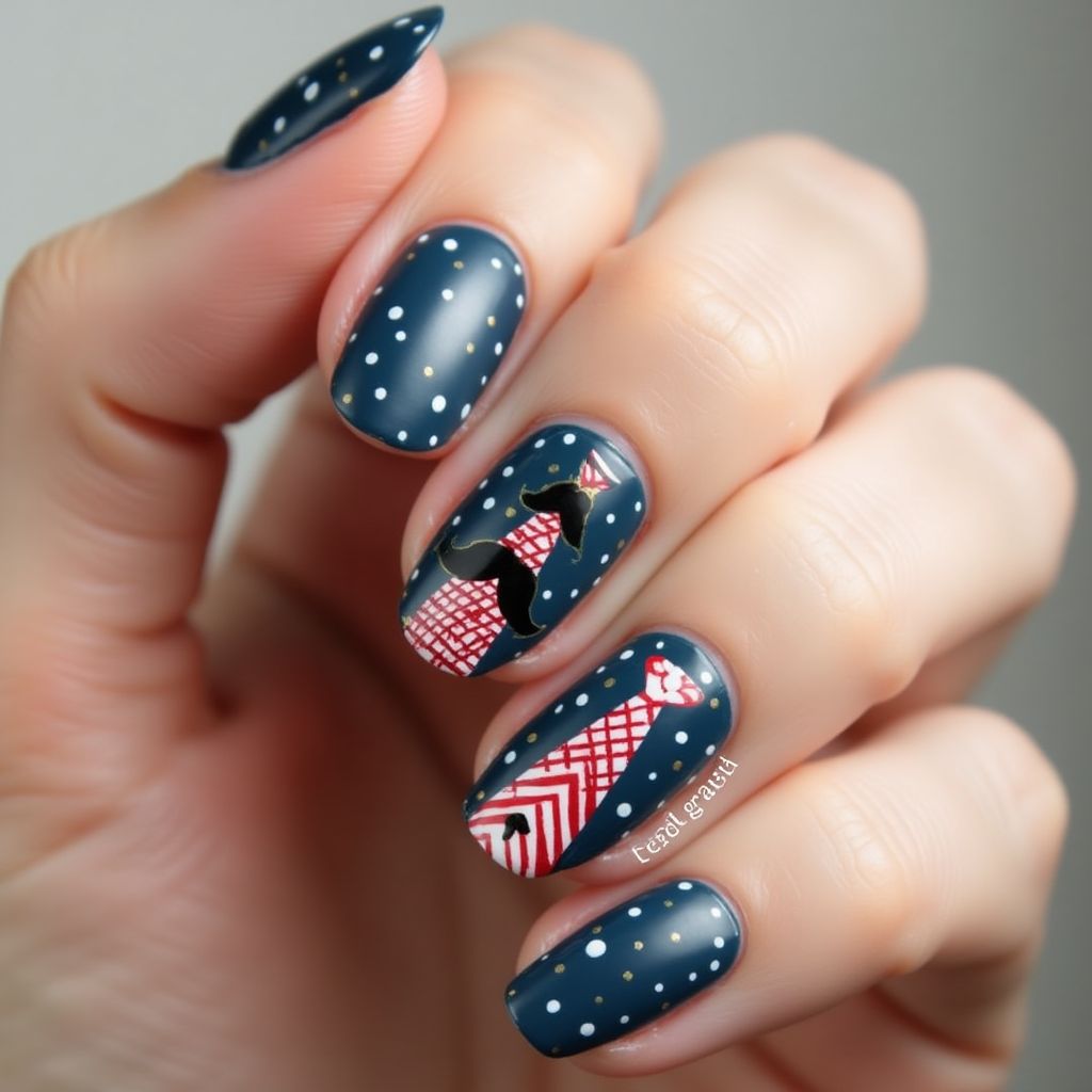 Father's Day Dotting Nail Design