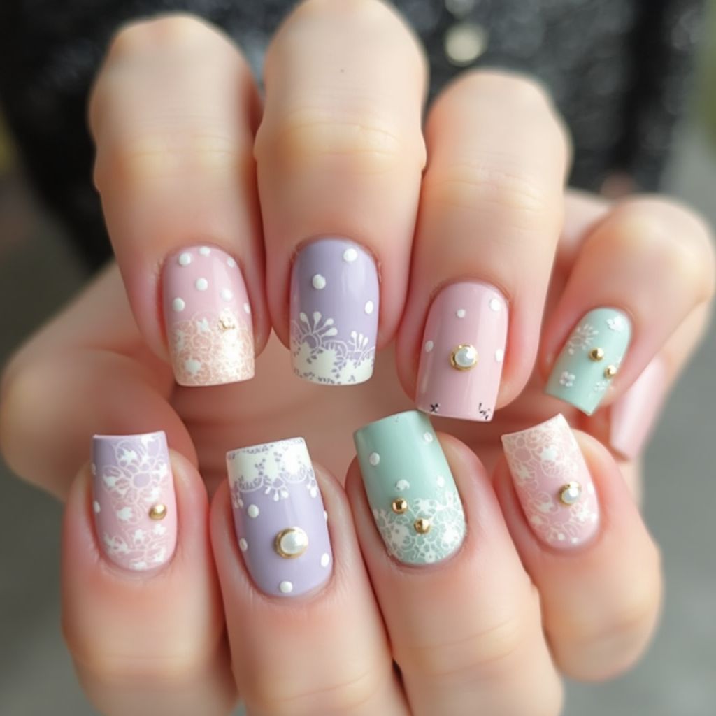 Bridal Shower Dotting Nail Design