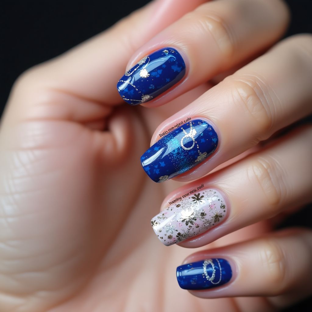 Prom Water Marbling Nail Design
