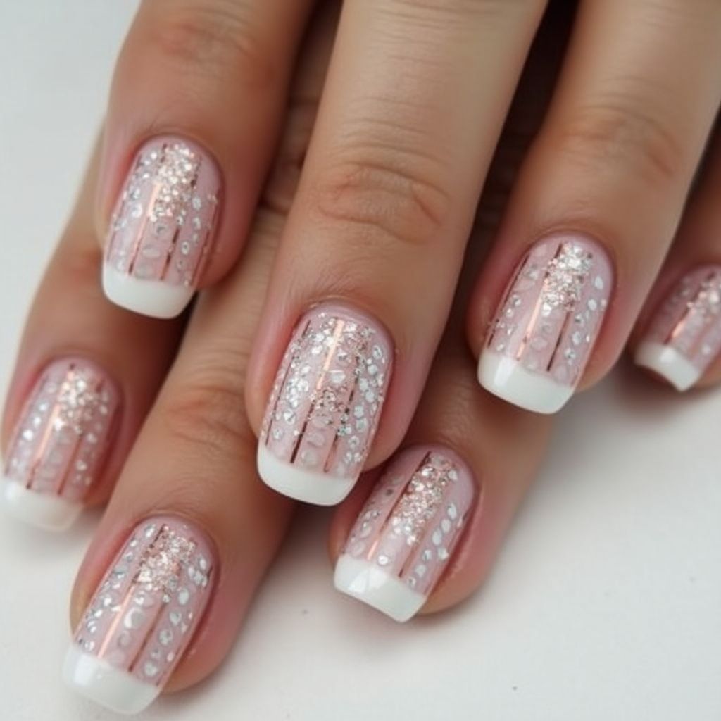 Wedding Stripes And Lines Nail Design
