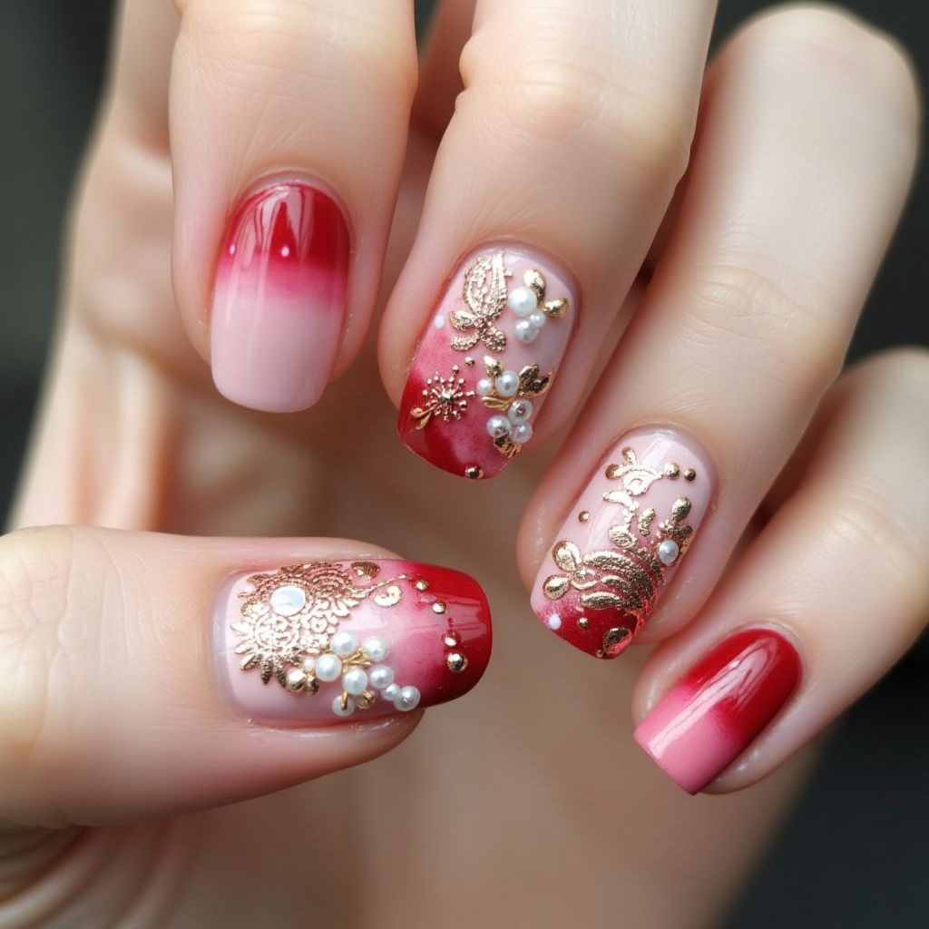 Anniversary Dotting Nail Design