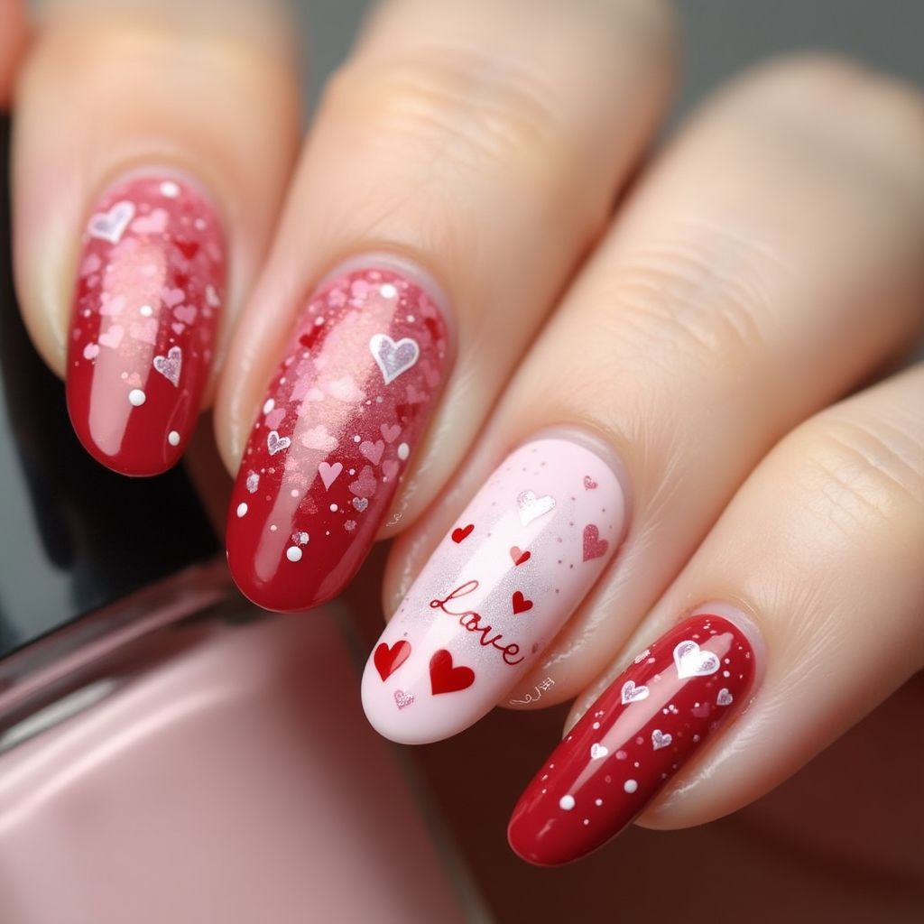 Valentine's Day Dotting Nail Design