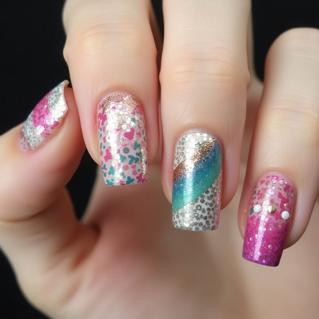 Celebration Freehand Art Nail Design
