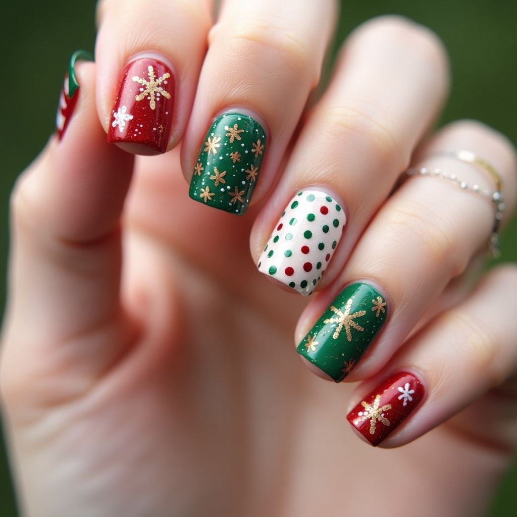 Holiday Dotting Nail Design