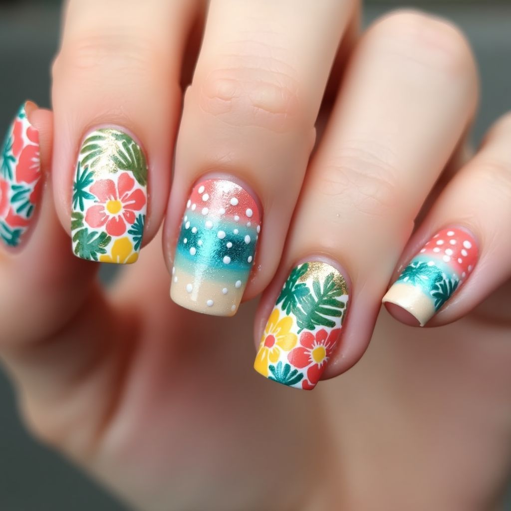 Vacation Dotting Nail Design