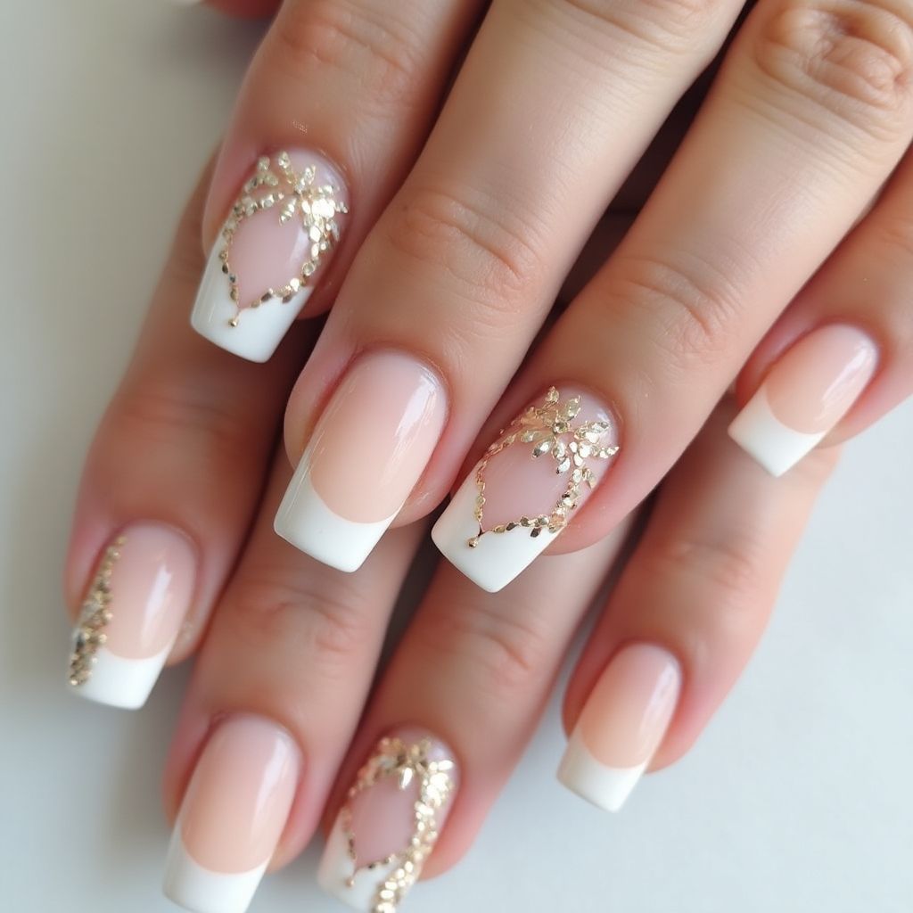 Wedding Freehand Art Nail Design