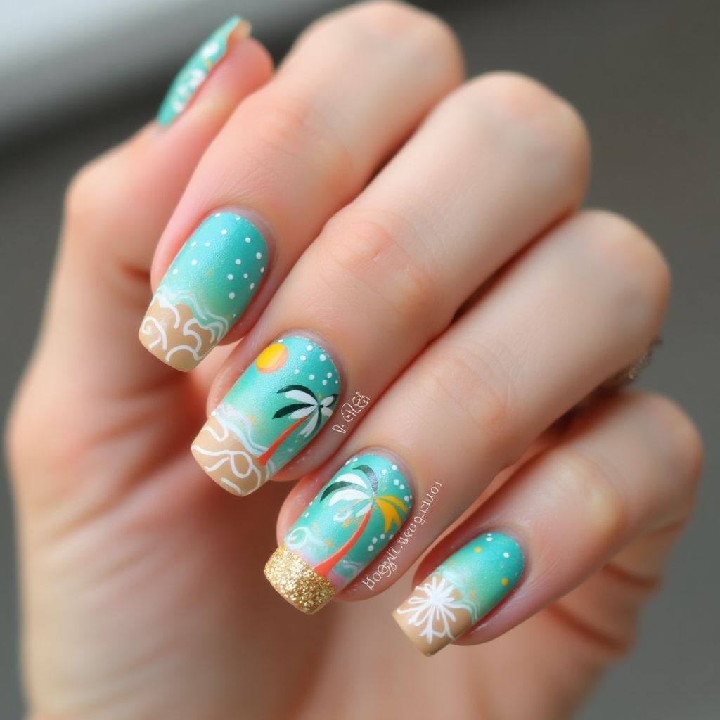 Beach Dotting Nail Design