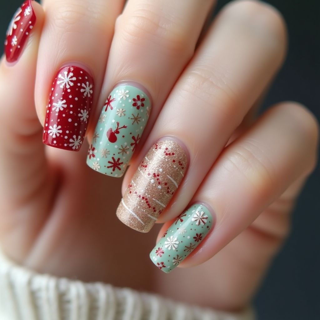Christmas Dotting Nail Design
