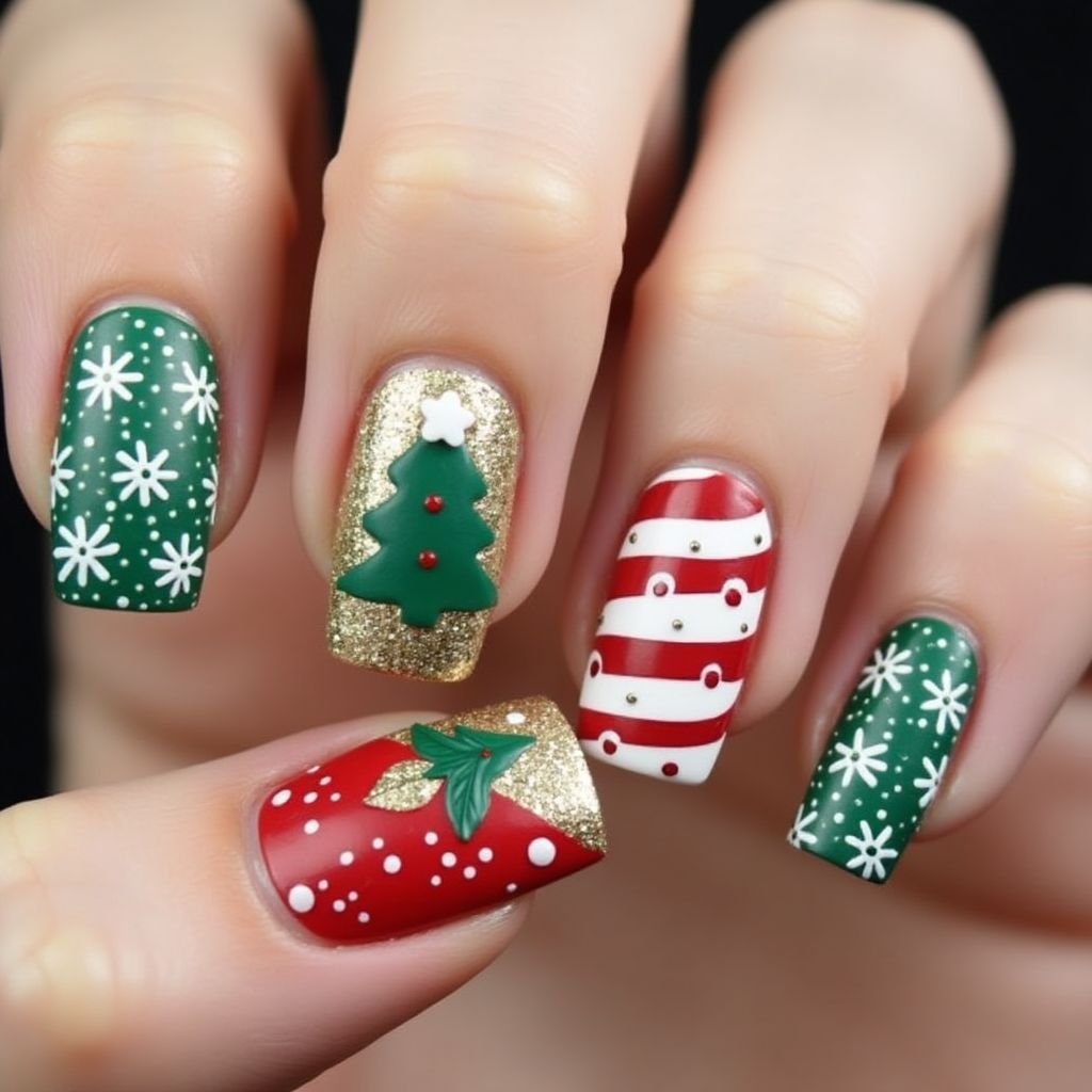 Christmas Dotting Nail Design