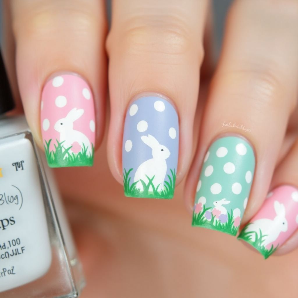 Easter Dotting Nail Design