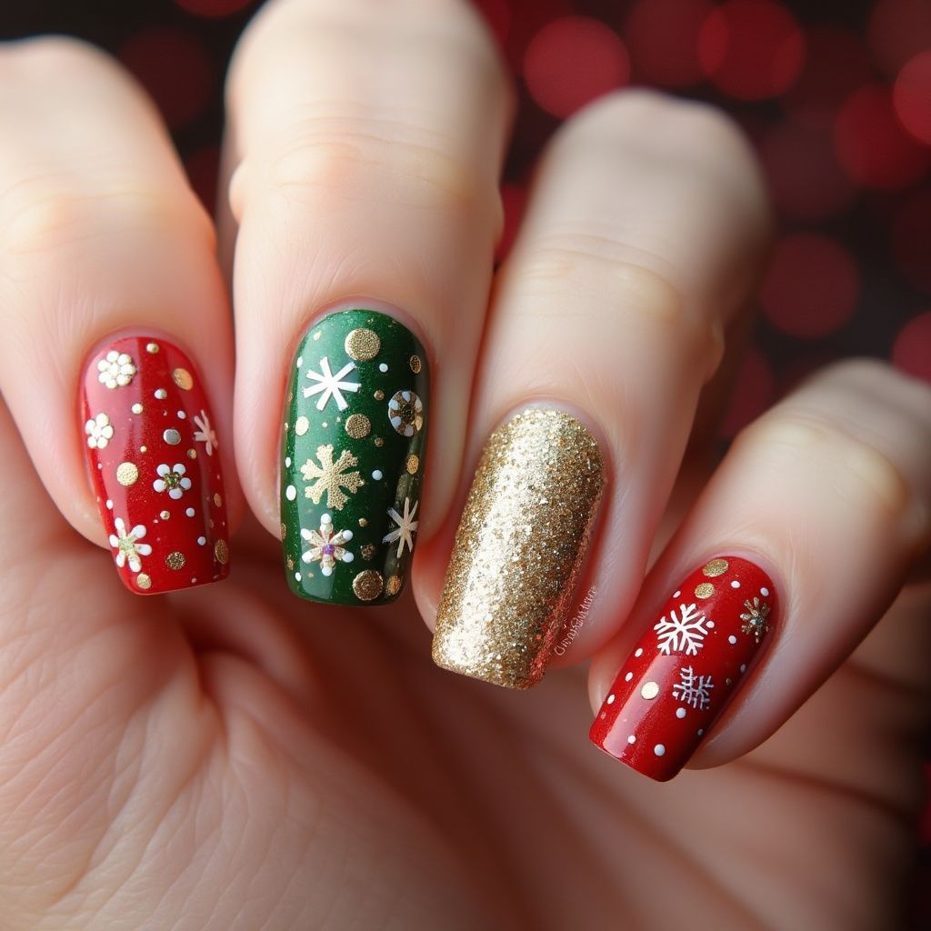 Holiday Dotting Nail Design