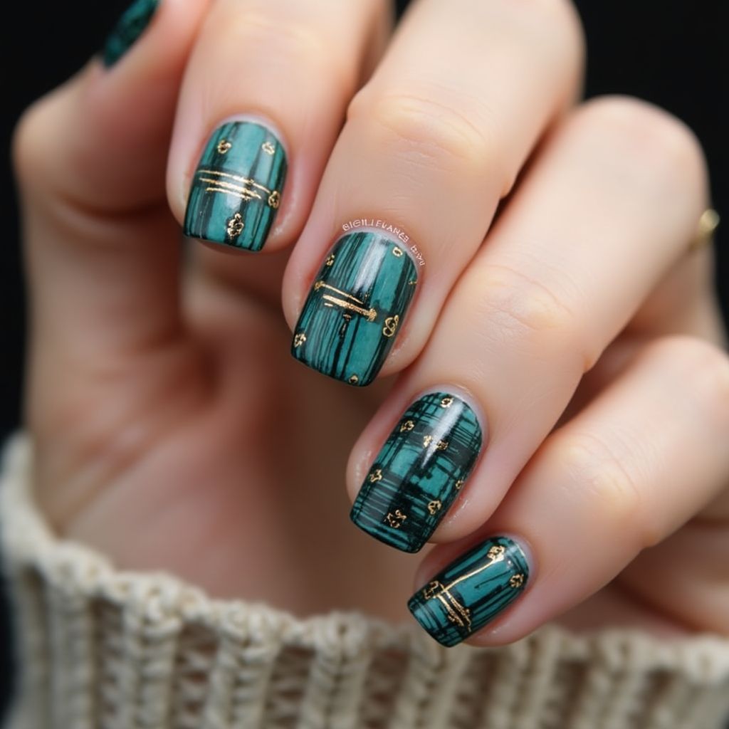 Father's Day Water Marbling Nail Design