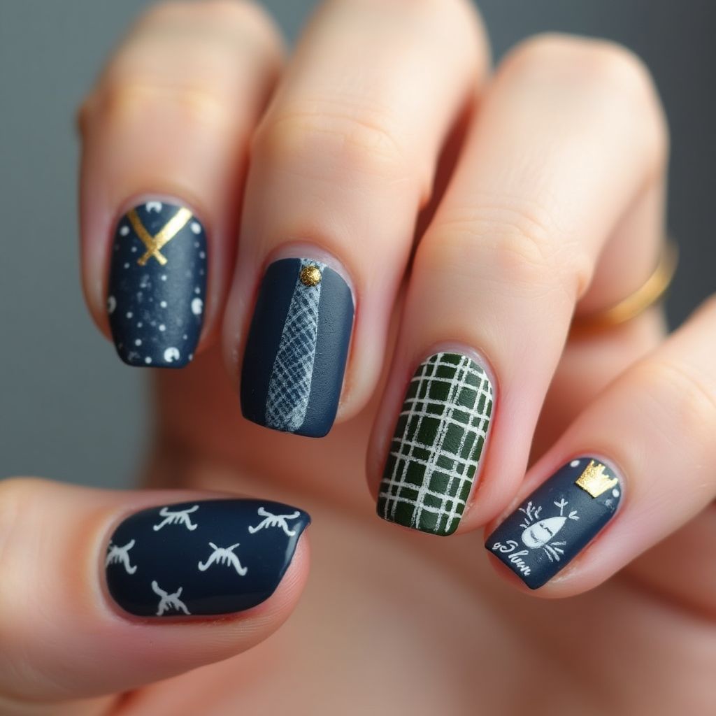 Father's Day Dotting Nail Design