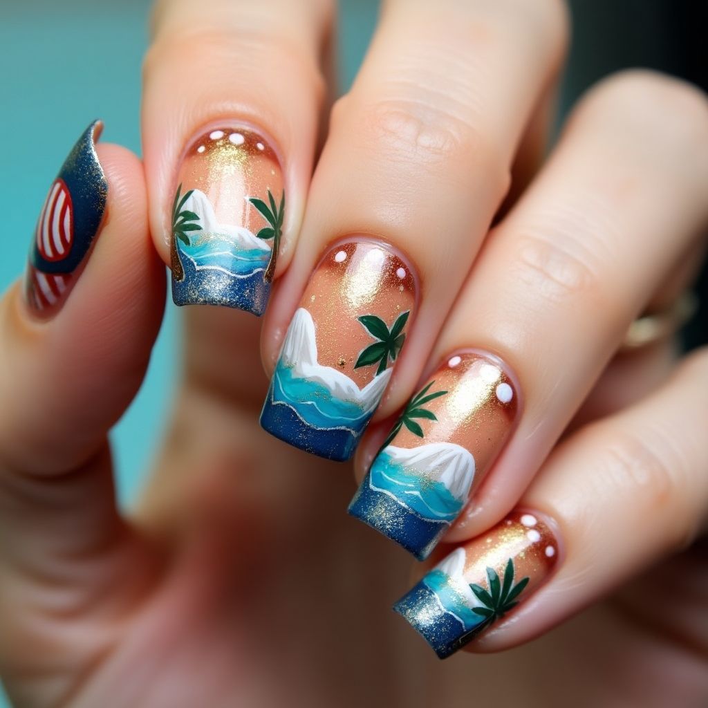 Cruise Freehand Art Nail Design