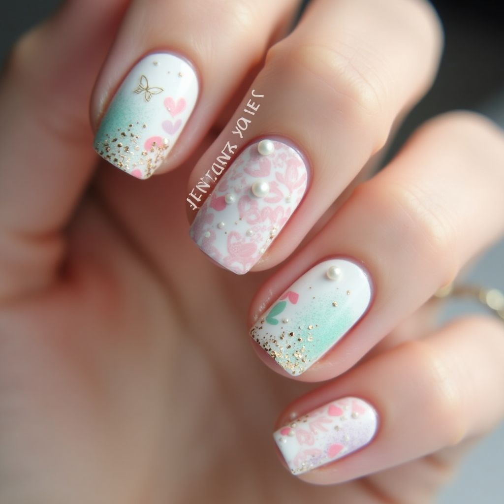 Mother's Day Dotting Nail Design