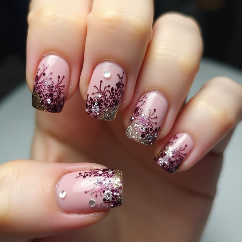 Prom Freehand Art Nail Design
