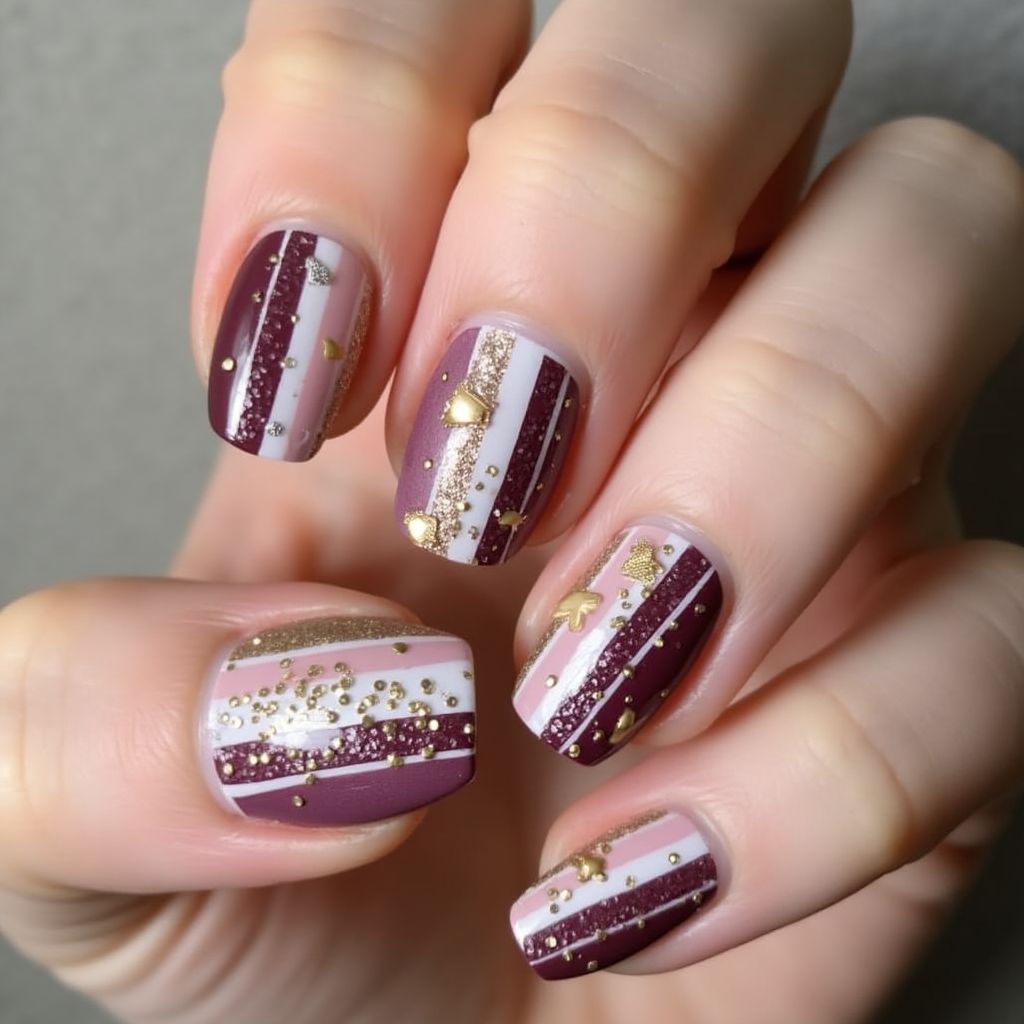 Anniversary Stripes And Lines Nail Design