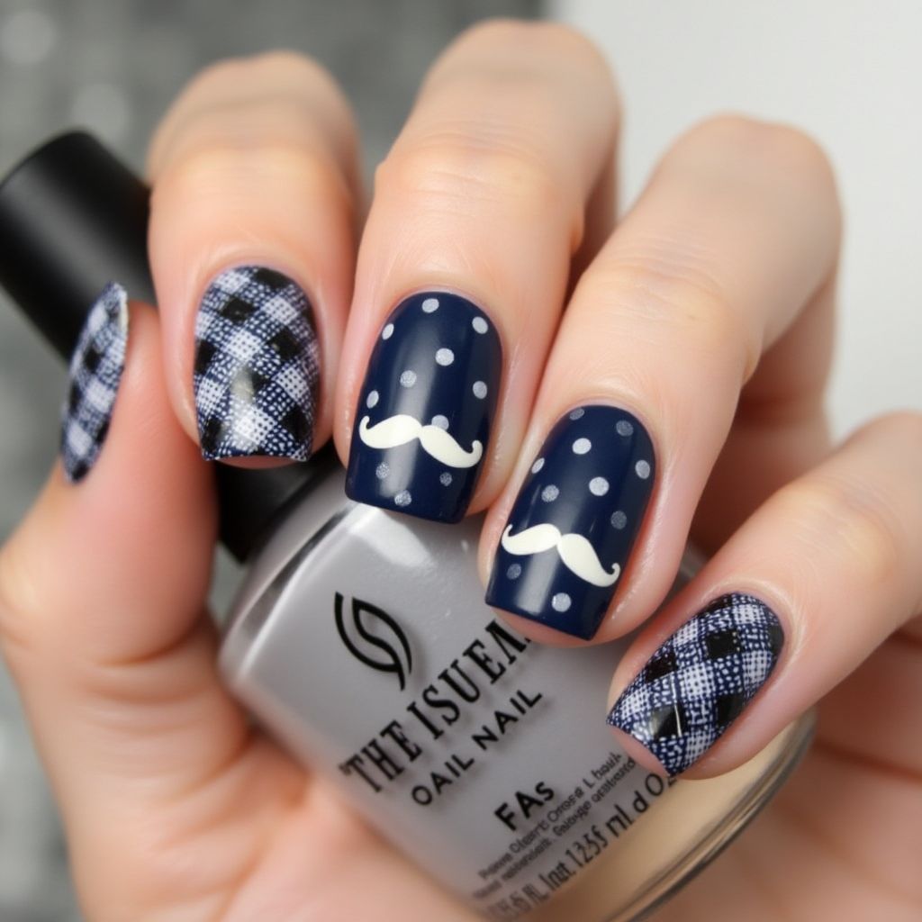 Father's Day Dotting Nail Design