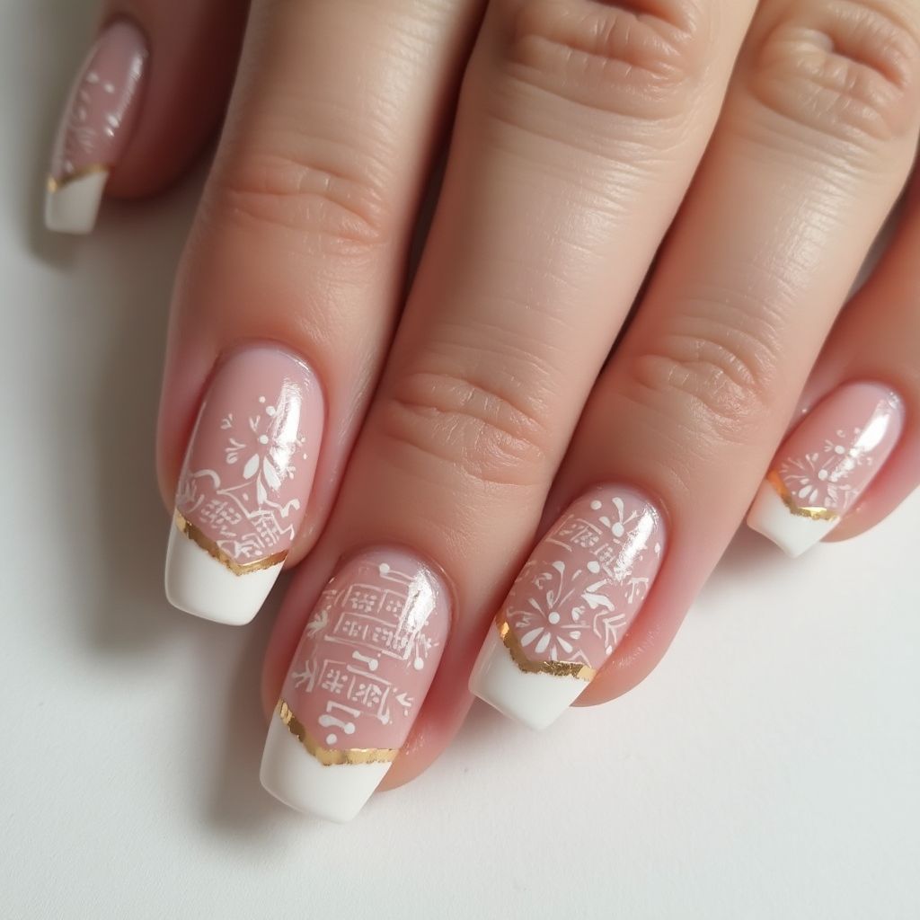 Wedding Stripes And Lines Nail Design