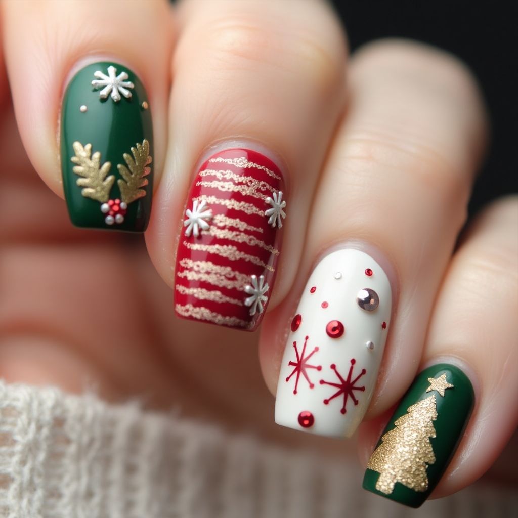 Christmas Dotting Nail Design