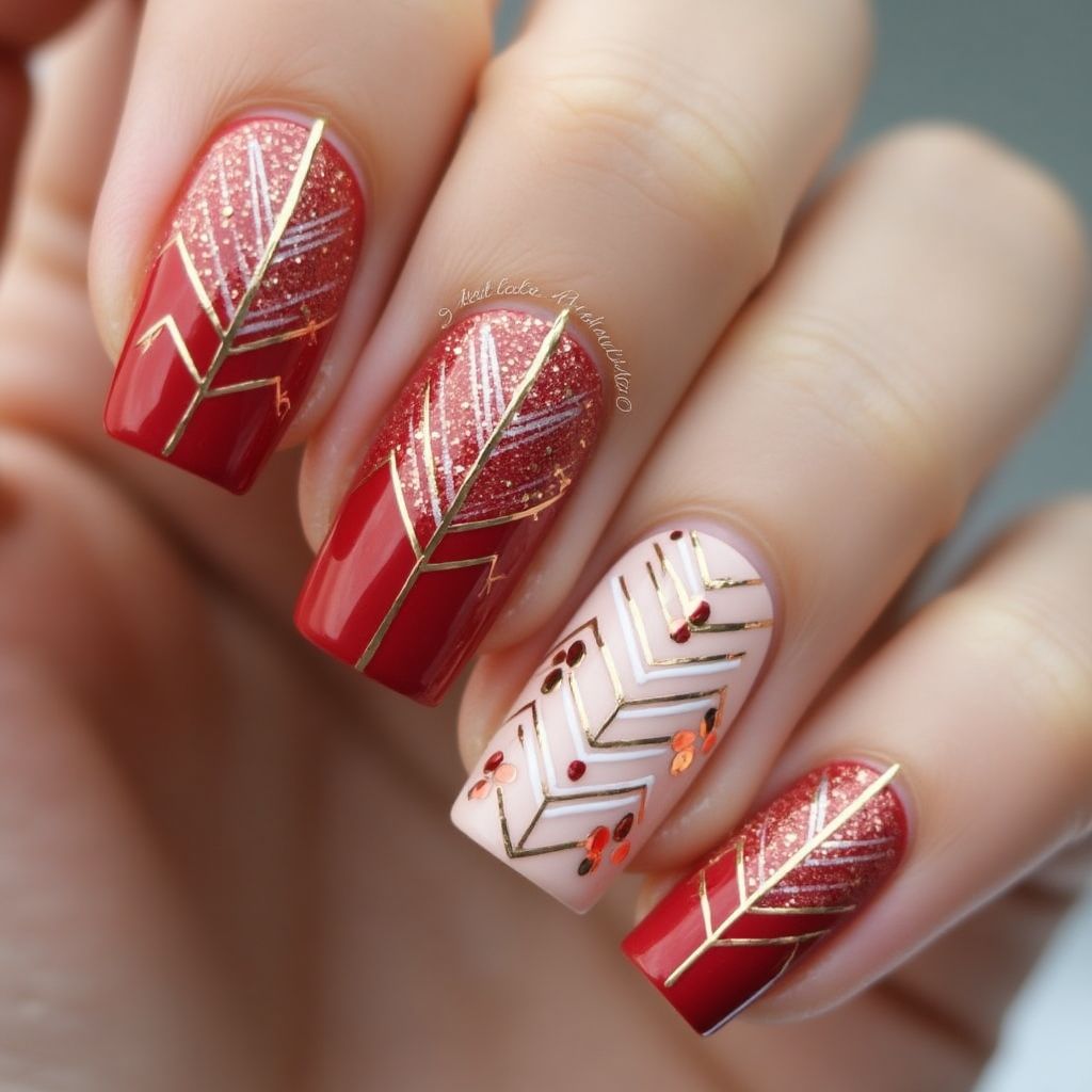 Anniversary Stripes And Lines Nail Design
