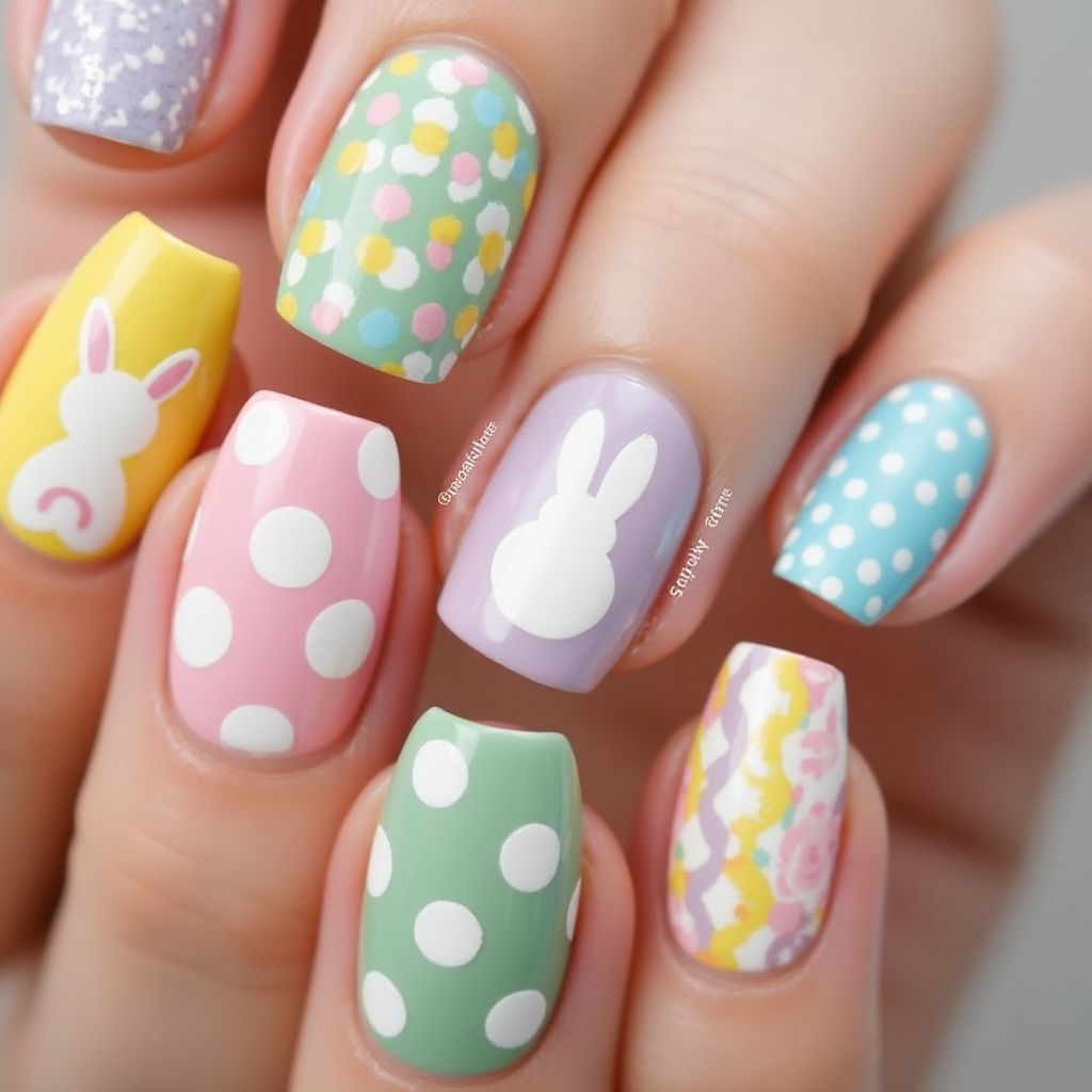 Easter Dotting Nail Design