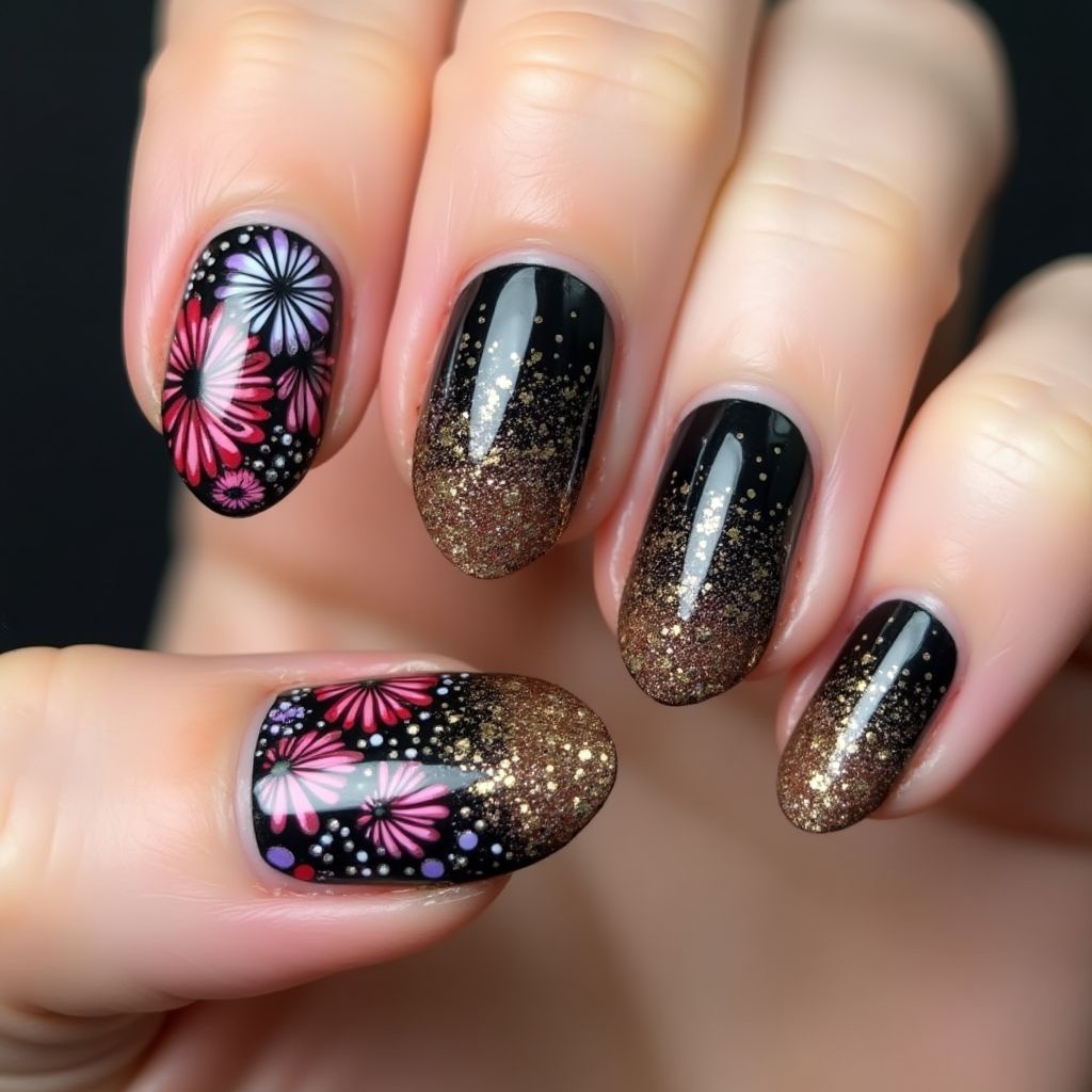 Party Freehand Art Nail Design