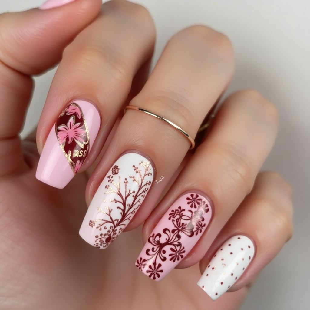 Valentine's day Dotting Nail Design