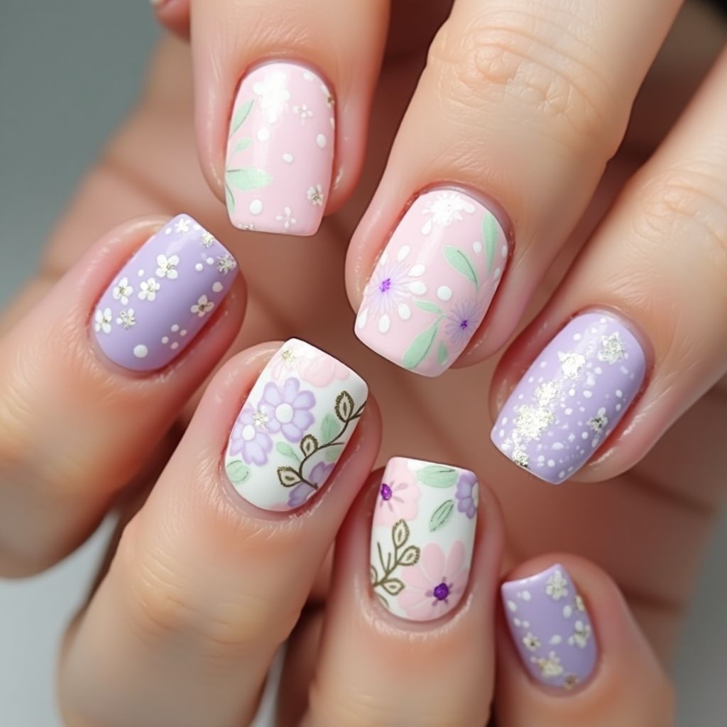 Mother's Day Dotting Nail Design