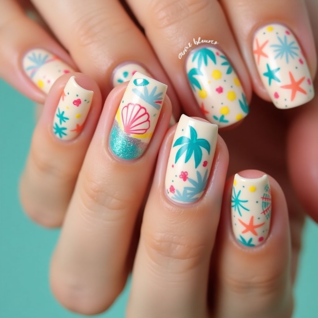 Beach Dotting Nail Design