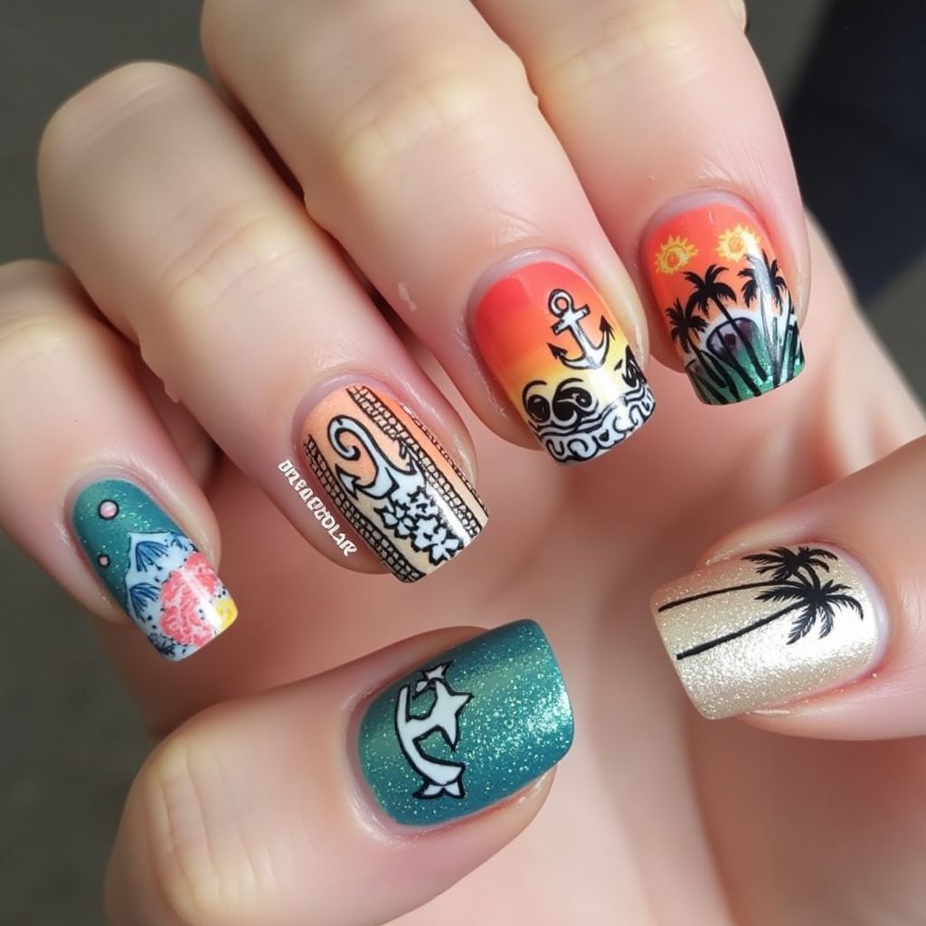 Cruise Freehand Art Nail Design