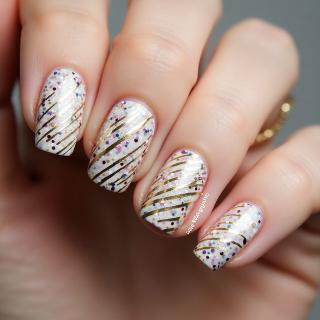 Celebration Stripes And Lines Nail Design