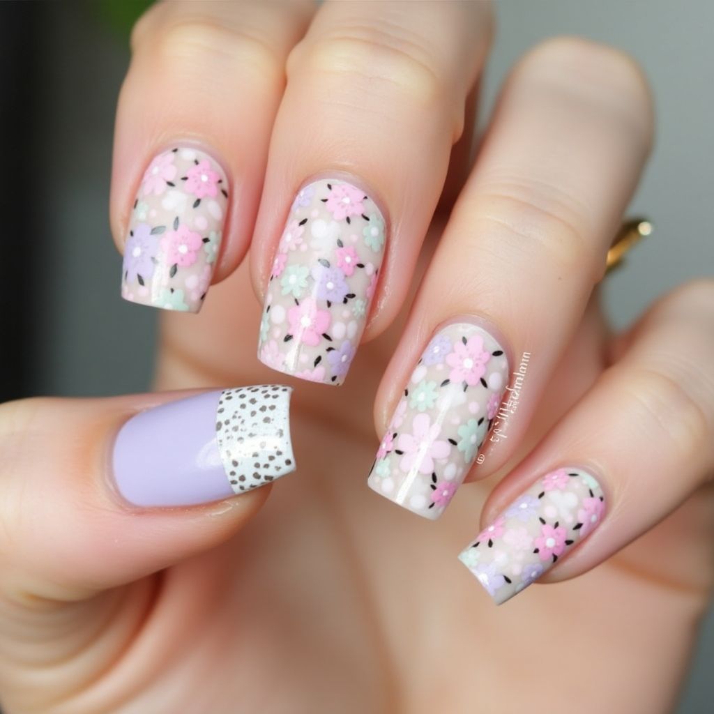 Bridal shower Dotting Nail Design