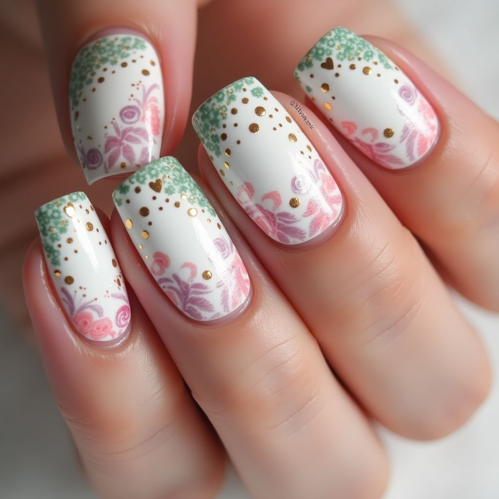 Mother's Day Dotting Nail Design