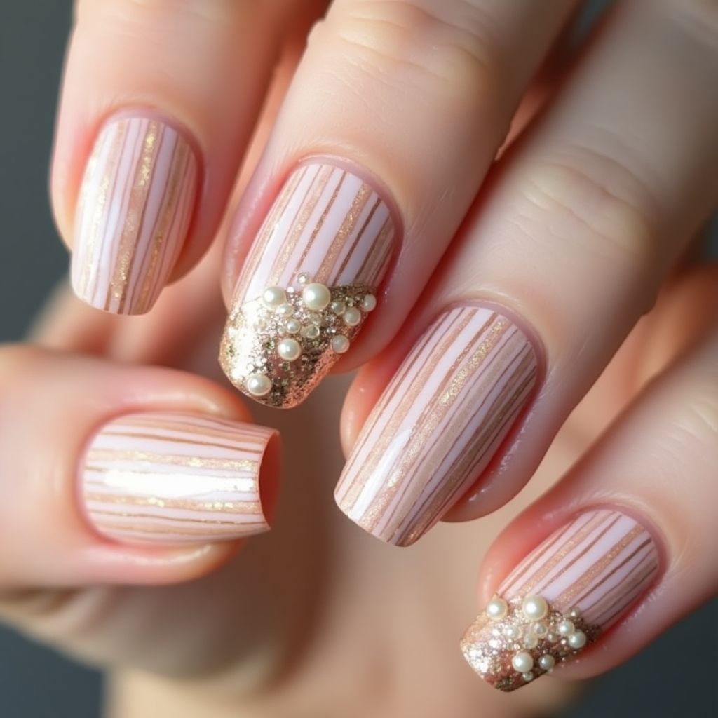 Anniversary Stripes And Lines Nail Design