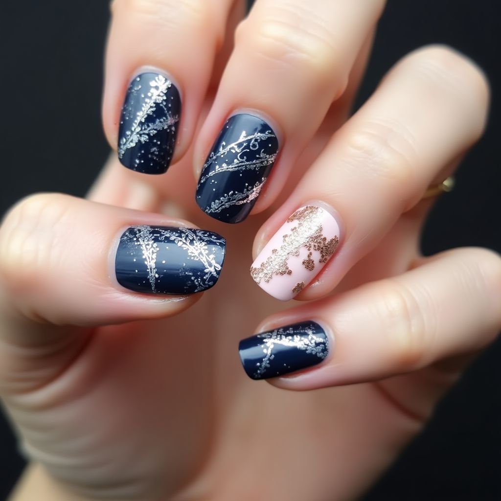 Prom Water Marbling Nail Design
